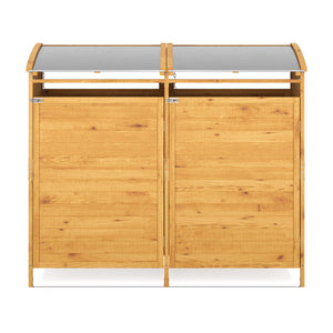 Mülltonnenbox Holz 500L natur/silber