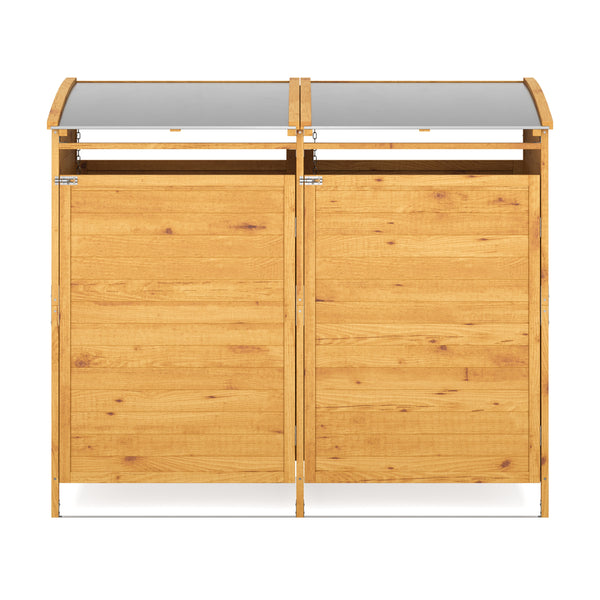 Mülltonnenbox Holz 500L natur/silber