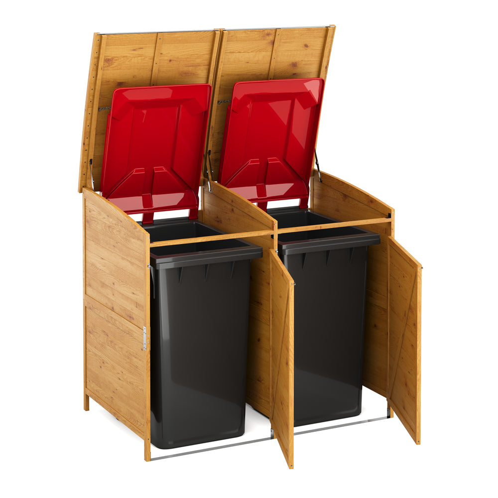 Mülltonnenbox Holz 500L natur/silber