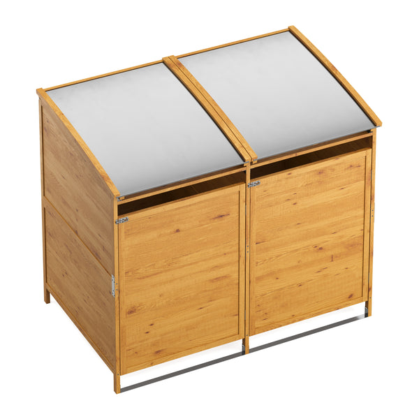 Mülltonnenbox Holz 500L natur/silber