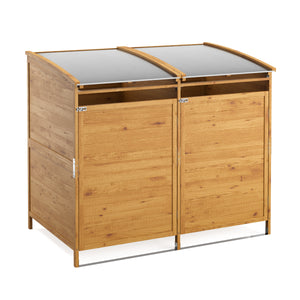 Mülltonnenbox Holz 500L natur/silber