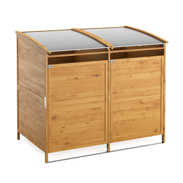 Mülltonnenbox Holz 500L natur/silber