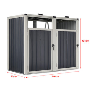 Mülltonnenbox Tarbek für 2 Tonnen Stahl verzinkt 121x146x82cm
