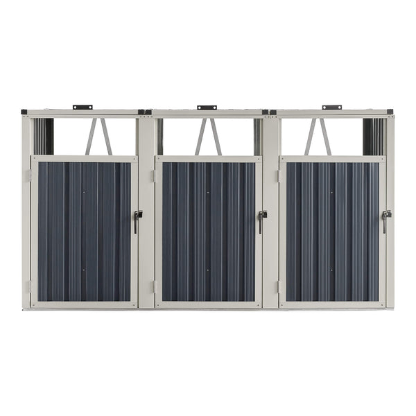 Coffre de rangement Tarbek pour 3 poubelles, acier galvanisé, anthracite, 121 x 219 x 82 cm 