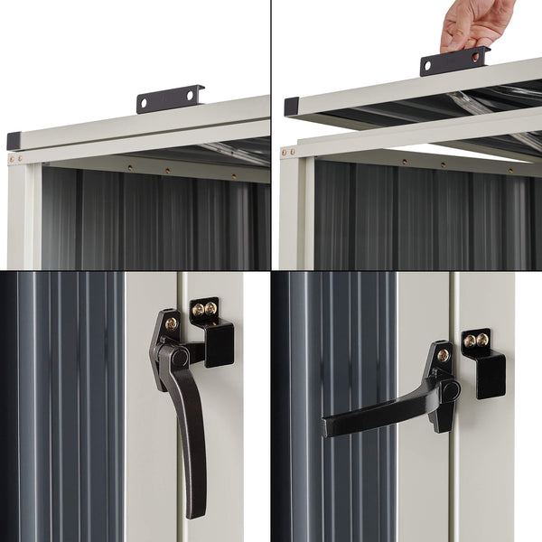 Coffre de rangement Tarbek pour 3 poubelles, acier galvanisé, anthracite, 121 x 219 x 82 cm 