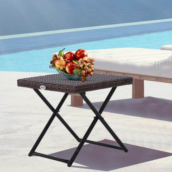 Gartentisch Beistelltisch klappbar Polyrattan + Metall Braun 40 x 40 x 40 cm