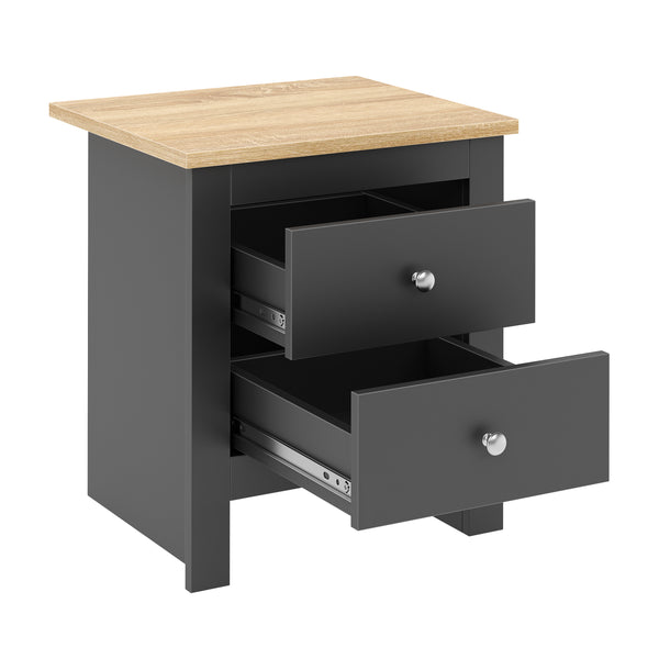 Nachttisch ARLES mit 2 Schubladen 45 x 39 x 50 cm anthrazit