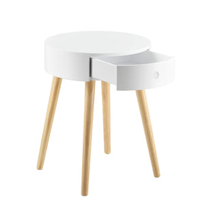 Nachttisch Aurich 50x38x38 cm mit Schublade Retrodesign Weiss