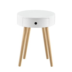 Nachttisch Aurich 50x38x38 cm mit Schublade Retrodesign Weiss