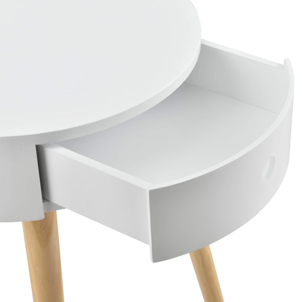 Nachttisch Aurich 50x38x38 cm mit Schublade Retrodesign Weiss