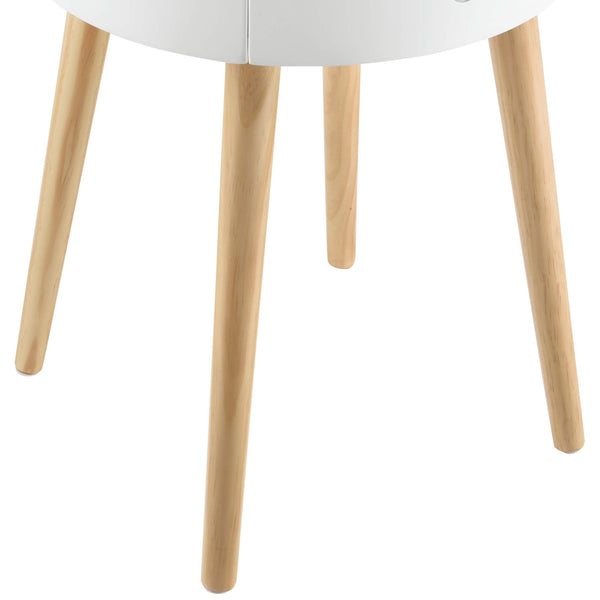 Nachttisch Aurich 50x38x38 cm mit Schublade Retrodesign Weiss