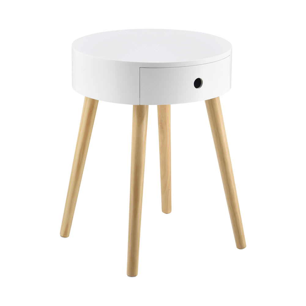 Comodino Aurich 50x38x38 cm con cassetto, design retrò, bianco 