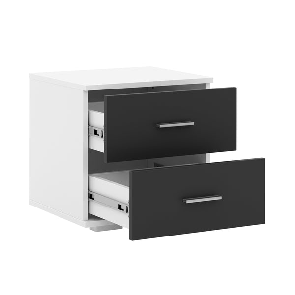 Nachttisch CAVARO mit 2 Schubladen schwarz/weiss