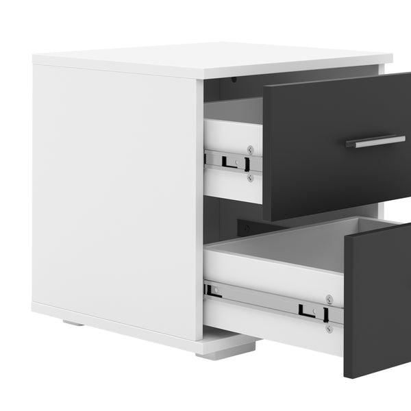 Nachttisch CAVARO mit 2 Schubladen schwarz/weiss