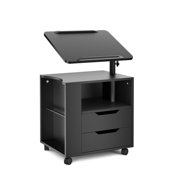Nachttisch EIRA mit verstellbarer Tischplatte 50 x 90 cm schwarz