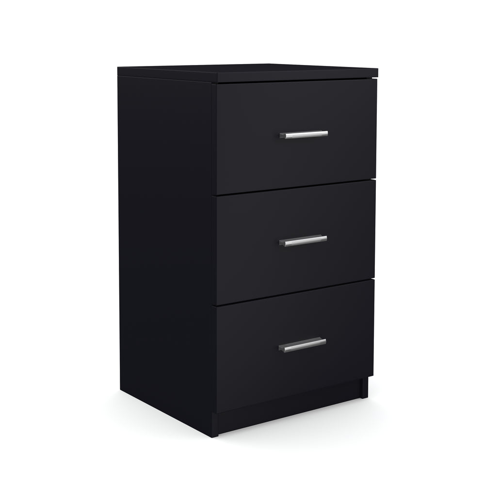 Comodino FORTE con 3 cassetti, nero
