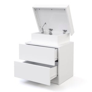 Nachttisch LED MOYA mit 2 Schubladen weiss