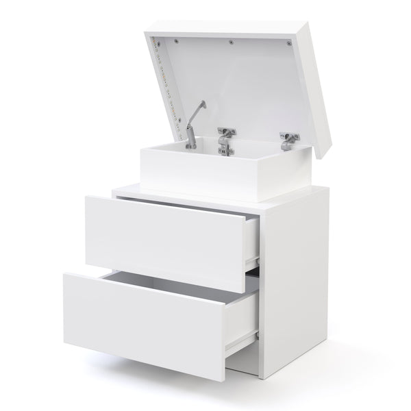 Nachttisch LED MOYA mit 2 Schubladen weiss