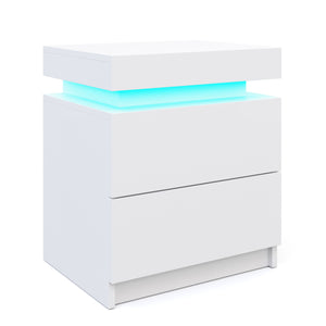 Nachttisch LED MOYA mit 2 Schubladen weiss