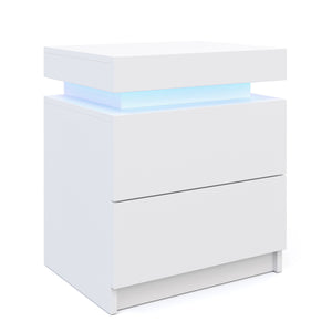 Nachttisch LED MOYA mit 2 Schubladen weiss