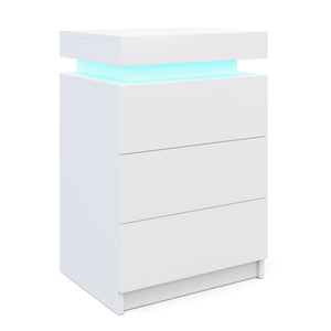 Nachttisch LED MOYA mit 3 Schubladen weiss