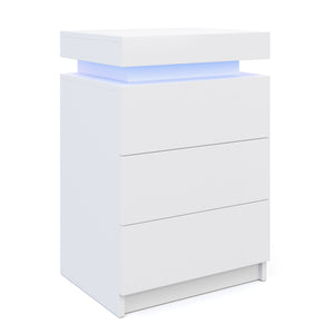 Nachttisch LED MOYA mit 3 Schubladen weiss