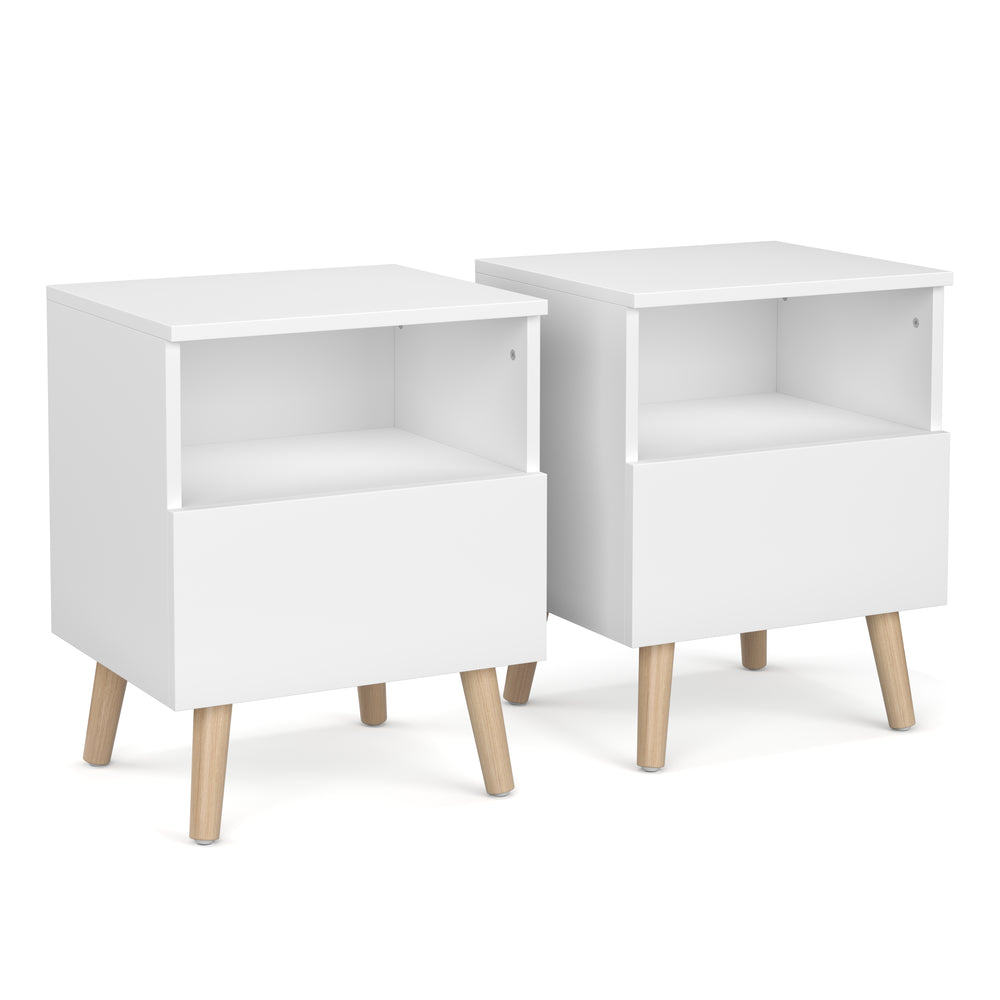 Comodino NORDIC 40 x 50 cm, set da 2, bianco