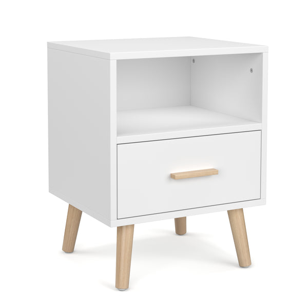 Nachttisch NORDIC 40 x 51 cm weiss/natur