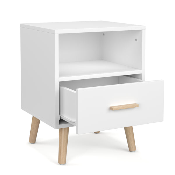 Nachttisch NORDIC 40 x 51 cm weiss/natur