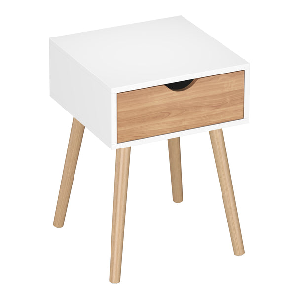 Nachttisch NORDIC 40 x 56 cm weiss/natur