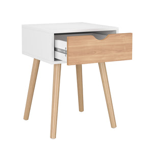 Nachttisch NORDIC 40 x 56 cm weiss/natur