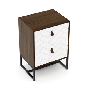 Nachttisch NORDRIFT 49 x 69 cm braun/weiss