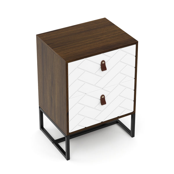 Nachttisch NORDRIFT 49 x 69 cm braun/weiss