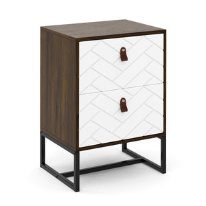 Nachttisch NORDRIFT 49 x 69 cm braun/weiss