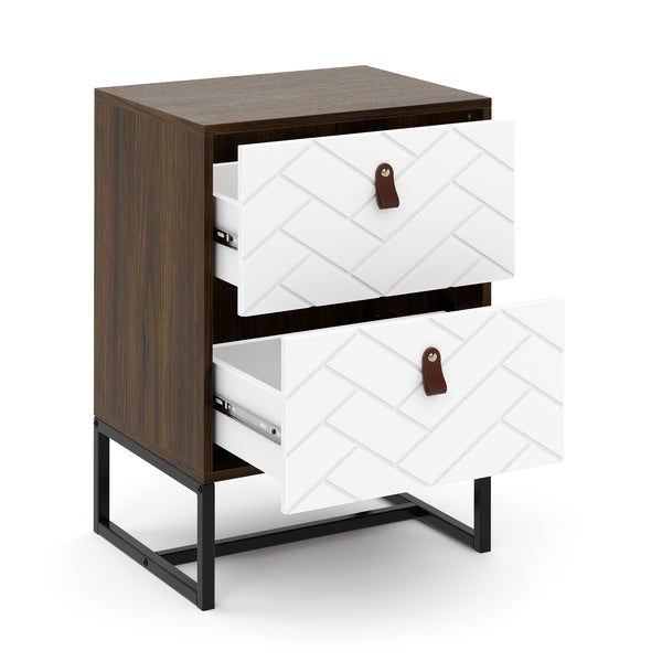 Nachttisch NORDRIFT 49 x 69 cm braun/weiss