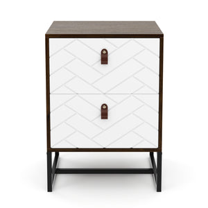 Nachttisch NORDRIFT 49 x 69 cm braun/weiss