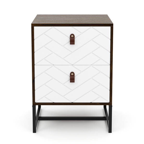 Nachttisch NORDRIFT 49 x 69 cm braun/weiss