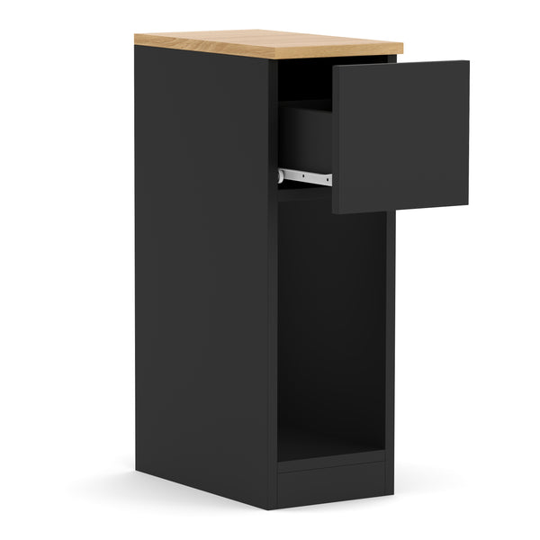 Nachttisch TIVRA mit Schublade 20 x 60 cm 2er Set schwarz/braun