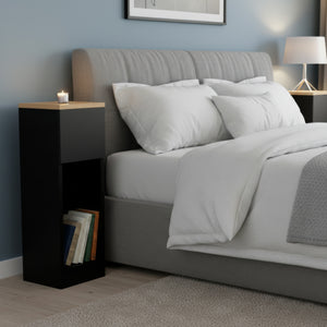 Nachttisch TIVRA mit Schublade 20 x 60 cm 2er Set schwarz/braun