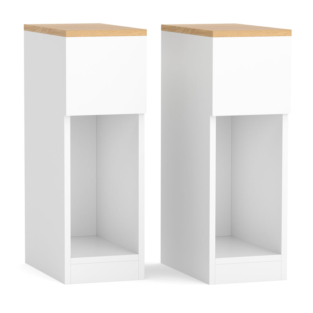 Nachttisch TIVRA mit Schublade 20 x 60 cm 2er Set weiss/braun