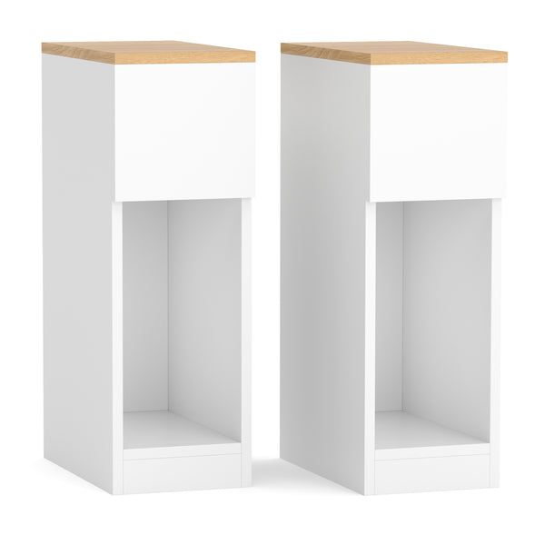 Nachttisch TIVRA mit Schublade 20 x 60 cm 2er Set weiss/braun