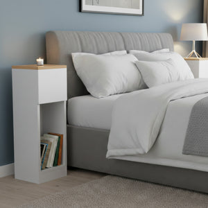 Nachttisch TIVRA mit Schublade 20 x 60 cm 2er Set weiss/braun