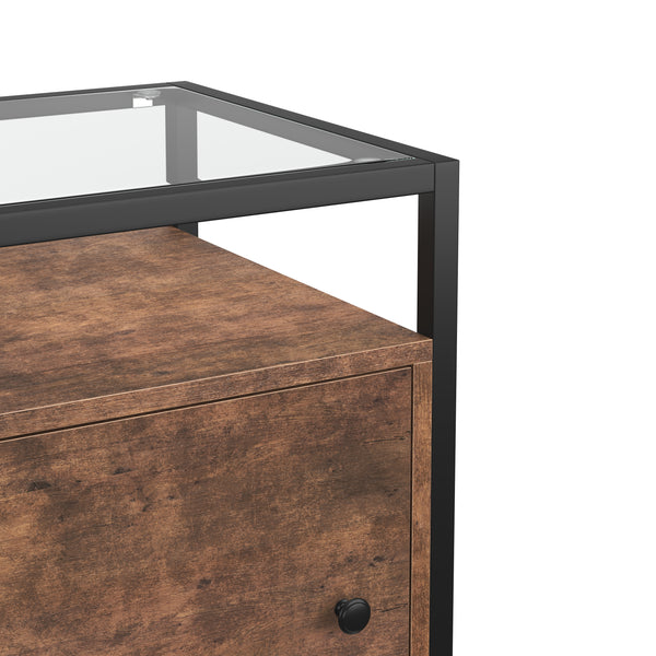 Nachttisch Vintage BONITA mit Glasplatte 40 x 60 cm
