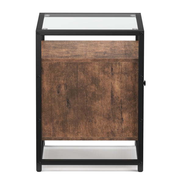 Nachttisch Vintage BONITA mit Glasplatte 40 x 60 cm