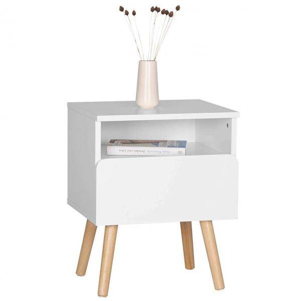 Nachttisch mit Schublade & offenem Fach weiss