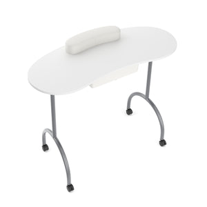 Foldable nail table with wheels, 98 x 77 x 44 cm, white