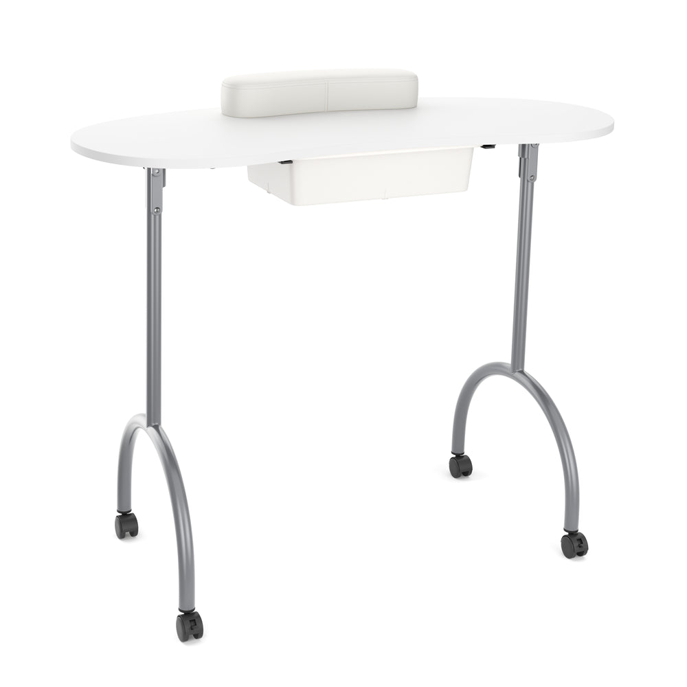 Foldable nail table with wheels, 98 x 77 x 44 cm, white