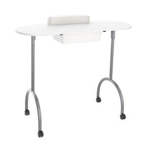 Foldable nail table with wheels, 98 x 77 x 44 cm, white
