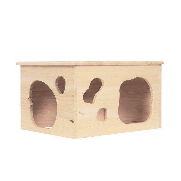 Kaninchen Meerschweinchen Haus Holz 40 x 31 x 23 cm natur