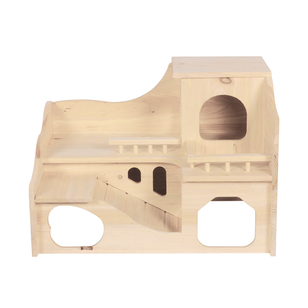 Kaninchen Meerschweinchen Haus Holz 55 x 39 x 39 cm natur